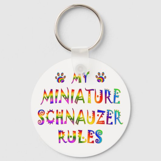 Miniature Schnauzer Rules Fun Sleutelhanger (Voorkant)