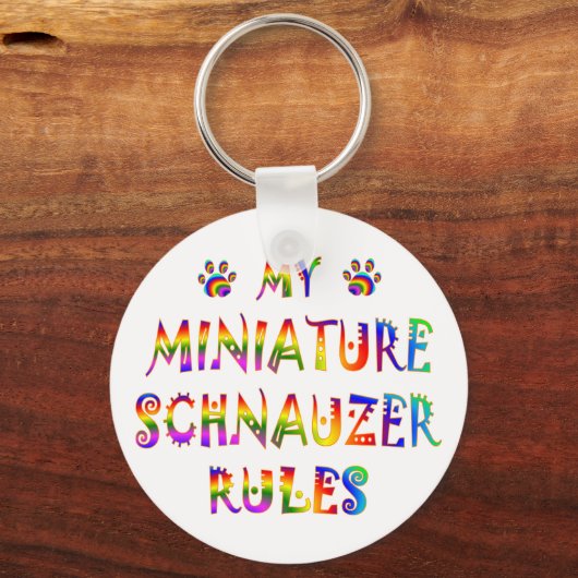Miniature Schnauzer Rules Fun Sleutelhanger (Voorkant)