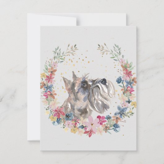 Miniature Schnauzer Spring Flowers Monogram Notitiekaartje (Voorkant)