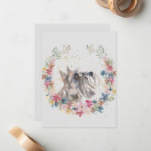 Miniature Schnauzer Spring Flowers Monogram Notitiekaartje (Voorkant / Achterkant in situ)