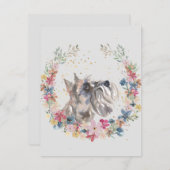 Miniature Schnauzer Spring Flowers Monogram Notitiekaartje (Voorkant / Achterkant)