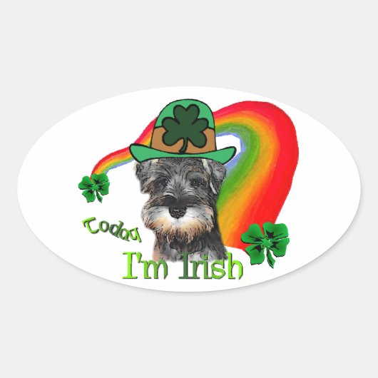 Miniature Schnauzer St Patricks Ovale Sticker (Voorkant)