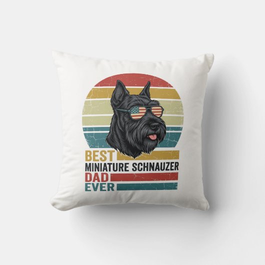 Miniature Schnauzer Vader Vintage Patriottisch T-s Kussen (Voorkant)