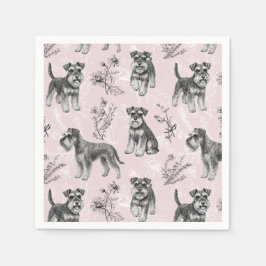 Miniature Schnauzer Vintage Roze Toile de Jouy Servet