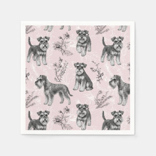 Miniature Schnauzer Vintage Roze Toile de Jouy Servet