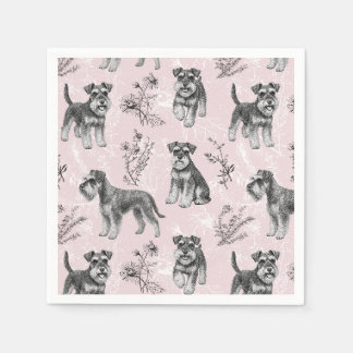 Miniature Schnauzer Vintage Roze Toile de Jouy Servet