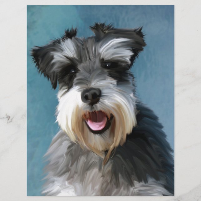 Miniature Schnauzer Waterverf Kunstschilderij (Voorkant)