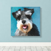 Miniature Schnauzer Waterverf Kunstschilderij Canvas Afdruk (Insitu (Houten vloer))