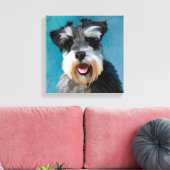 Miniature Schnauzer Waterverf Kunstschilderij Canvas Afdruk (Insitu (Woonkamer))