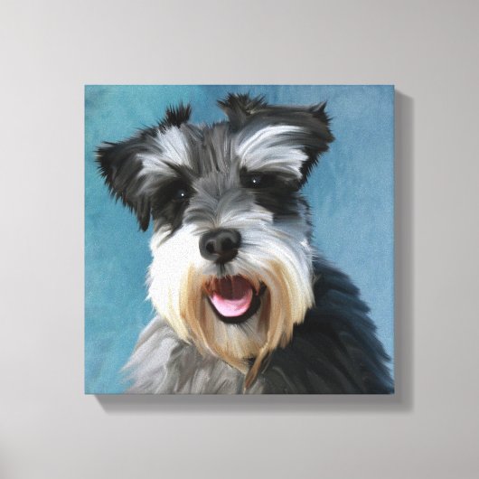Miniature Schnauzer Waterverf Kunstschilderij Canvas Afdruk (Voorkant)