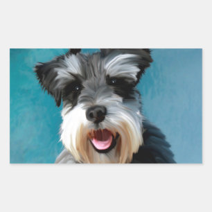 Miniature Schnauzer Waterverf Kunstschilderij Rechthoekige Sticker