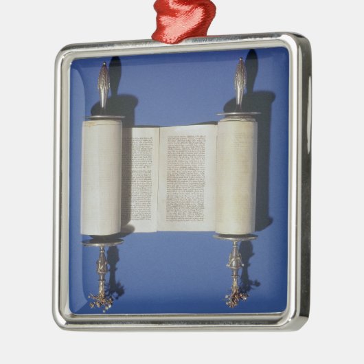 Miniature Torah Scroll, 1765 Metalen Ornament (Links)