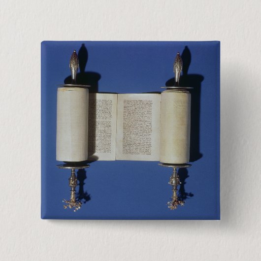 Miniature Torah Scroll, 1765 Vierkante Button 5,1 Cm (Voorkant)