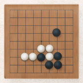 Miniatuur 9x9 Gob Board met stenen (1) Glazen Onderzetter (Voorkant)