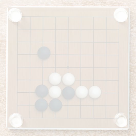 Miniatuur 9x9 Gob Board met stenen (1) Glazen Onderzetter (Achterkant)