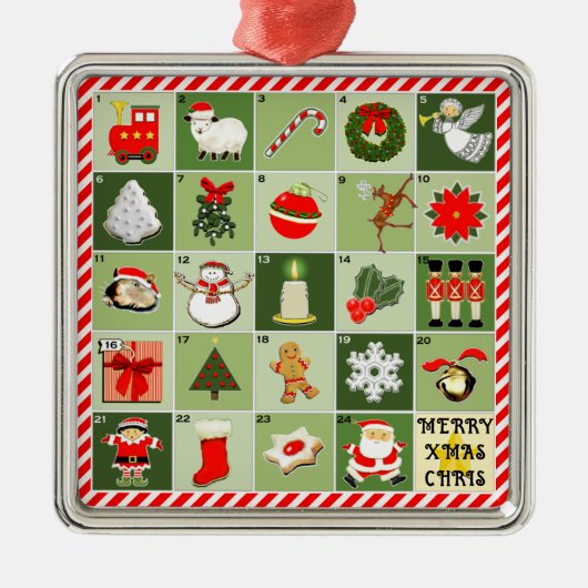 Miniatuur Advent Calendar-cadeaus Metalen Ornament (Voorkant)