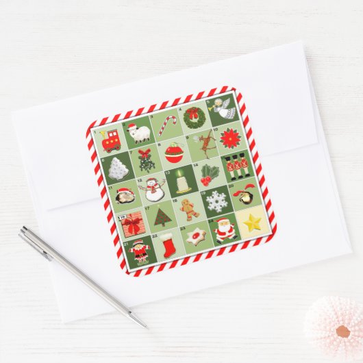 Miniatuur Advent Calendar Vierkante Sticker (Envelop)