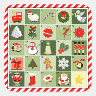Miniatuur Advent Calendar Vierkante Sticker