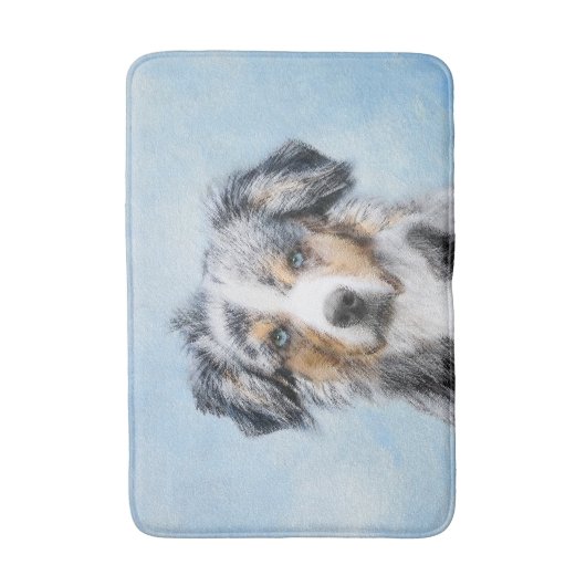 Miniatuur American Shepherd Painting - Dog Art Badmat (Voorkant Verticaal)