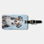 Miniatuur American Shepherd Painting - Dog Art Bagagelabel (Voorkant horizontaal)