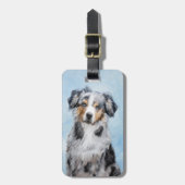 Miniatuur American Shepherd Painting - Dog Art Bagagelabel (Voorkant verticaal)