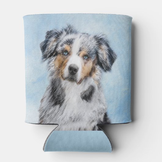 Miniatuur American Shepherd Painting - Dog Art Blikjeskoeler (Achterkant)