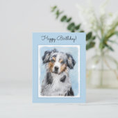 Miniatuur American Shepherd Painting - Dog Art Briefkaart (Staand voorkant)