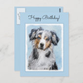 Miniatuur American Shepherd Painting - Dog Art Briefkaart (Voorkant / Achterkant)