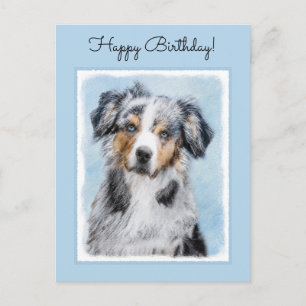 Miniatuur American Shepherd Painting - Dog Art Briefkaart