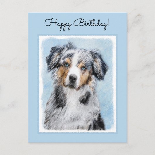 Miniatuur American Shepherd Painting - Dog Art Briefkaart (Voorkant)