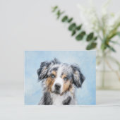 Miniatuur American Shepherd Painting - Dog Art Briefkaart (Staand voorkant)