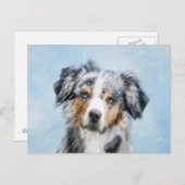 Miniatuur American Shepherd Painting - Dog Art Briefkaart (Voorkant / Achterkant)
