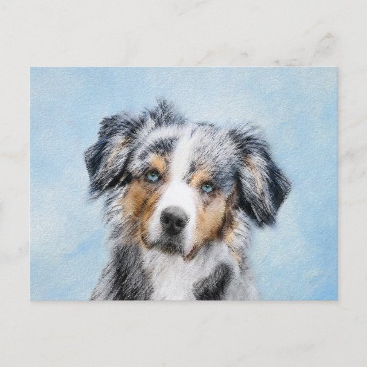 Miniatuur American Shepherd Painting - Dog Art Briefkaart (Voorkant)