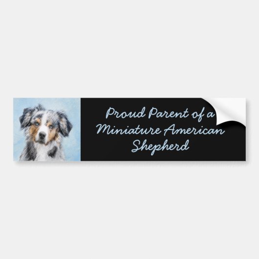 Miniatuur American Shepherd Painting - Dog Art Bumpersticker (Voorkant)