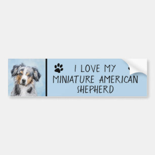 Miniatuur American Shepherd Painting - Dog Art Bumpersticker