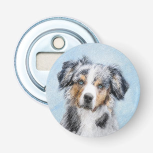 Miniatuur American Shepherd Painting - Dog Art Button Flesopener