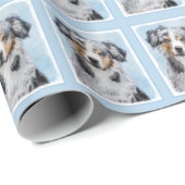 Miniatuur American Shepherd Painting - Dog Art Cadeaupapier (Rol Hoek)