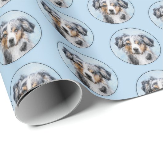 Miniatuur American Shepherd Painting - Dog Art Cadeaupapier (Rol Hoek)