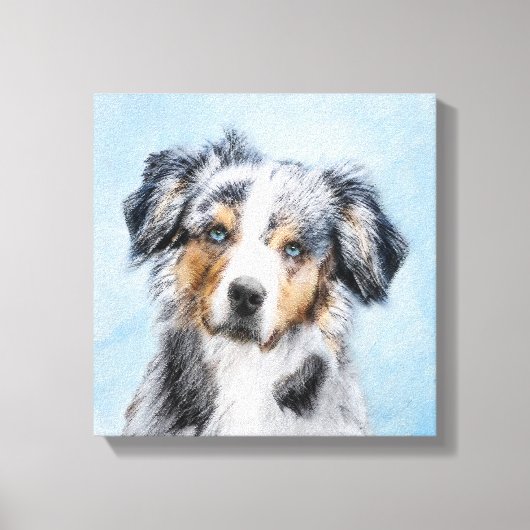 Miniatuur American Shepherd Painting - Dog Art Canvas Afdruk (Voorkant)