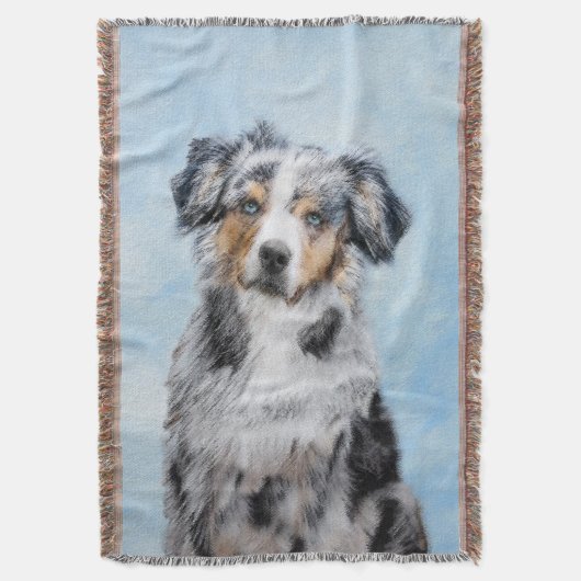 Miniatuur American Shepherd Painting - Dog Art Deken (Voorkant Verticaal)