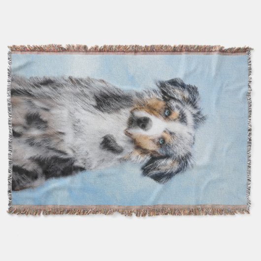 Miniatuur American Shepherd Painting - Dog Art Deken (Voorkant)