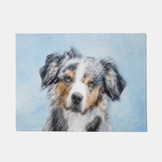 Miniatuur American Shepherd Painting - Dog Art Deurmat (Voorkant)
