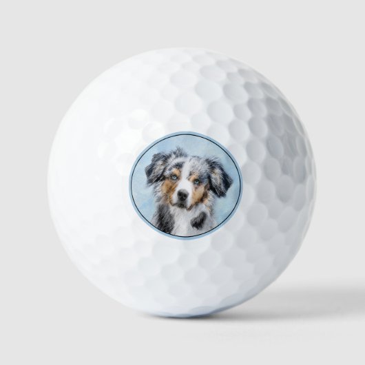 Miniatuur American Shepherd Painting - Dog Art Golfballen (Voorkant)