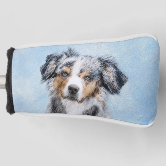 Miniatuur American Shepherd Painting - Dog Art Golfheadcover (Voorkant)