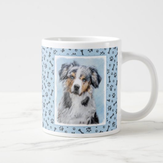 Miniatuur American Shepherd Painting - Dog Art Grote Koffiekop (Rechts)