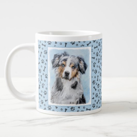 Miniatuur American Shepherd Painting - Dog Art Grote Koffiekop (Links)