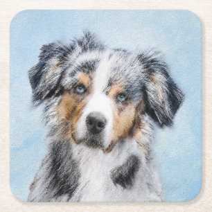 Miniatuur American Shepherd Painting - Dog Art Kartonnen Onderzetters