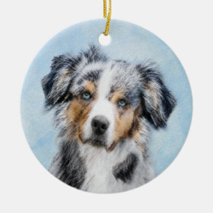 Miniatuur American Shepherd Painting - Dog Art Keramisch Ornament