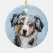 Miniatuur American Shepherd Painting - Dog Art Keramisch Ornament (Achterkant)