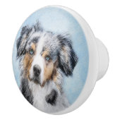 Miniatuur American Shepherd Painting - Dog Art Keramische Knop (Rechts)